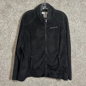 Free Country Fleece Jacket Women's XXL Black Full Zip Plush Pockets Mock Neck‎